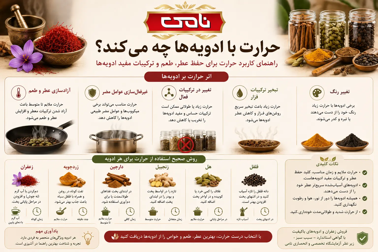 اینفوگرافی حرارت با ادویه ها چه میکند