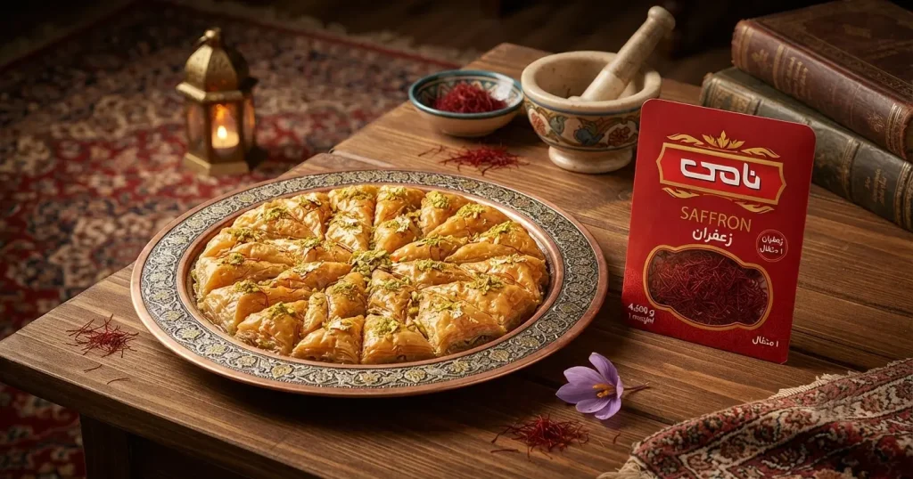 طرز تهیه باقلوا زعفرانی